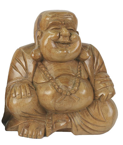 Wooden Buddha Happy natural Finish